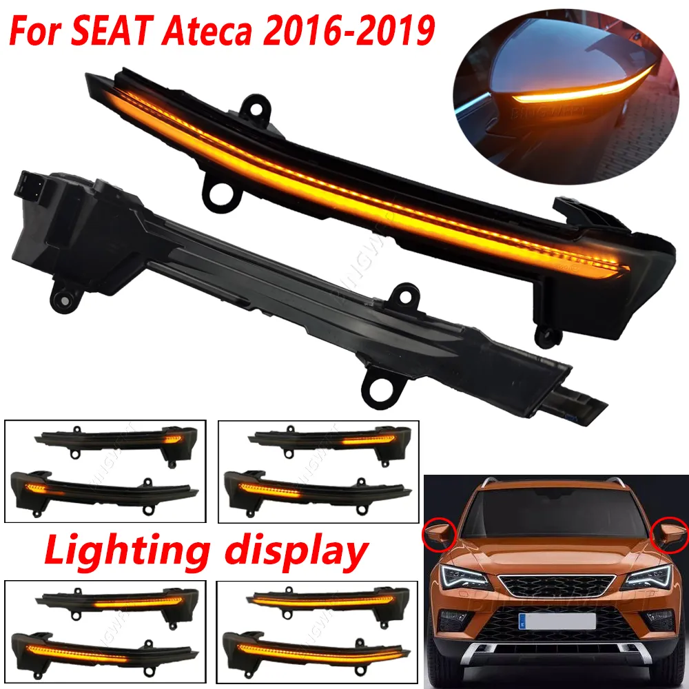 LED 다이나믹 사이드 백미러 미러 순차적 깜박이 켜기 시트 ATECA CUPRA ATECA TARRACO XUND 2016-2019