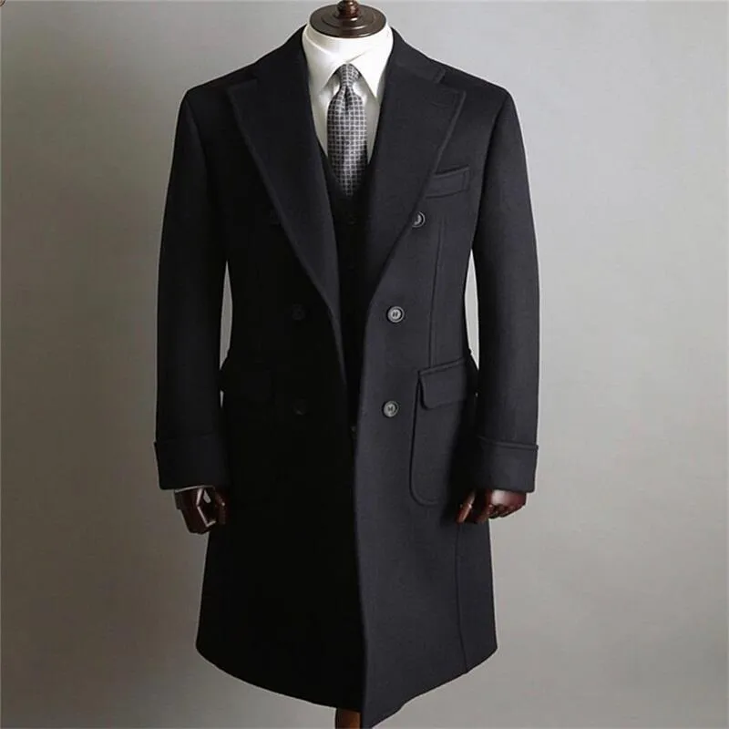 Smoking classici su misura Giacca invernale solida giacca a vento 2022 Cappotto da uomo Moda Trench lungo Cappotto da lavoro con risvolto