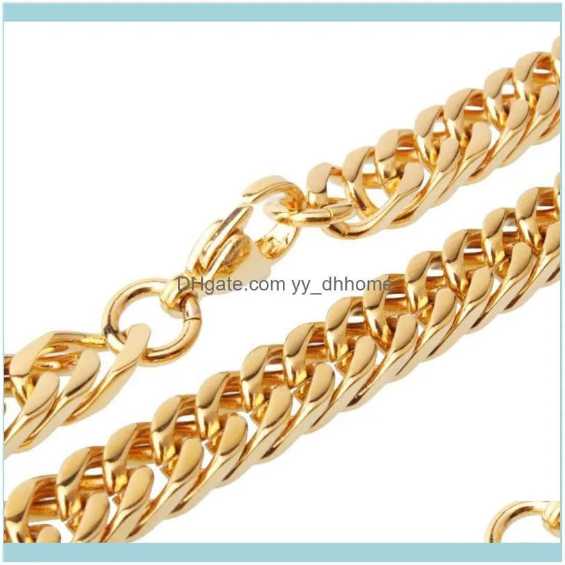 Chains 7-32inch Custom Size 6/8/10mm Wide 316L Stainless Women Mens Gold Curb Cuban Chain Necklace/Bracelet Link Jewelry