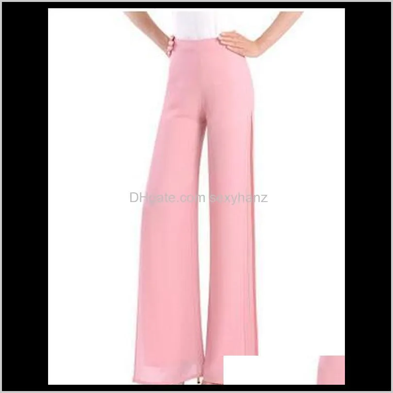 wholesale-summer women casual side split chiffon disco pants loose high waist wide leg trousers hip hop pants palazzo plus size 6xl