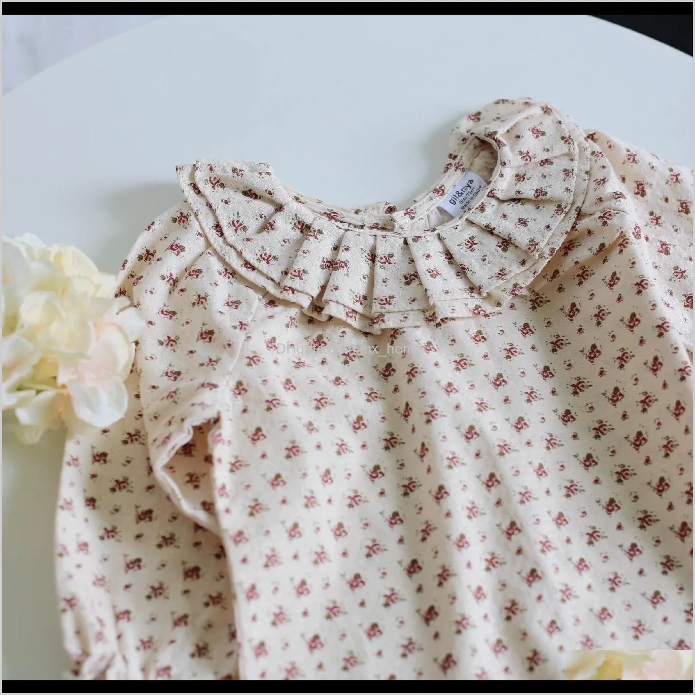 kids baby girls long sleeve flowers print long sleeve shirt tops clothes autumn cotton girls floral blouse toddler shirts 210305