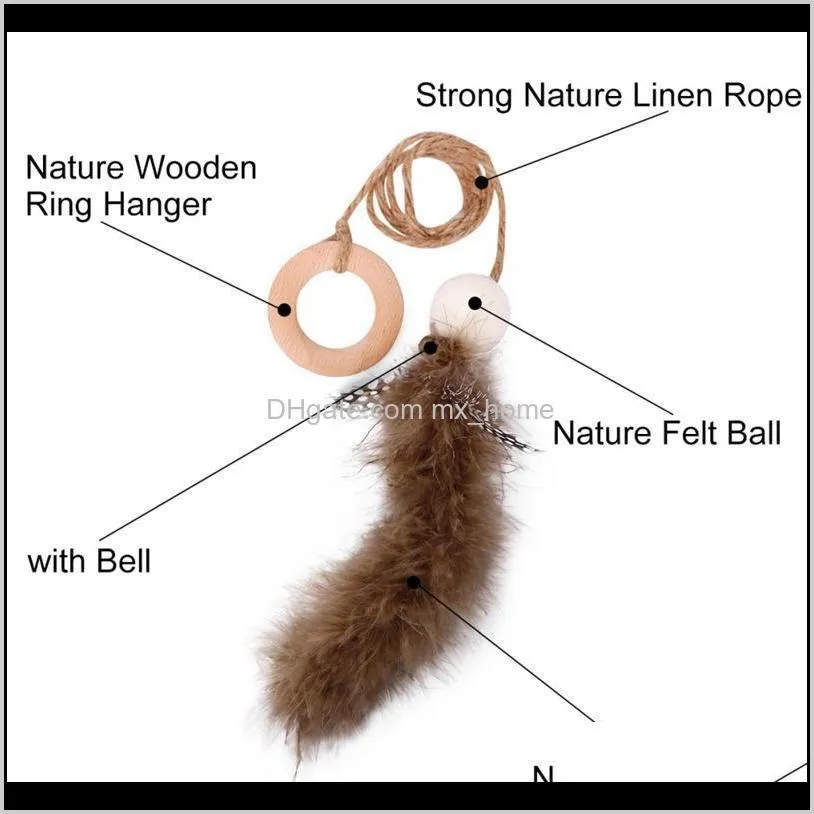 new pet cat toy teaser multi color bird feather plush cat mouse rat wand catcher teaser stick interactive ball toysm