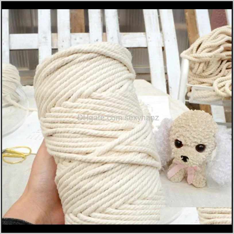 1/2/3/4/5/6mm macrame rope twisted string cotton cord for handmade natural beige rope diy home wedding accessories gif1