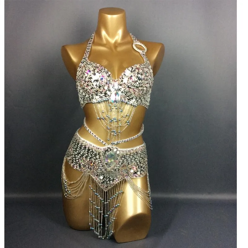 Stage Wear Vrouwen Buikdansen Suite Riem beha Samba Kostuums Sexy Show Dance Club USA Beha Meisje Kleding291m