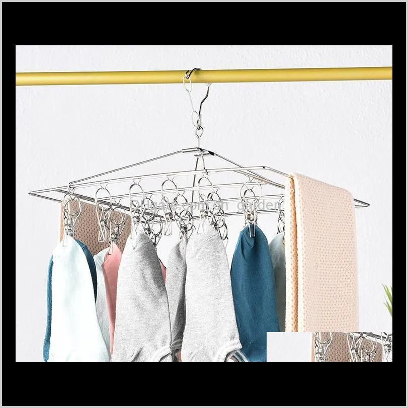 stainless steel socks racks reusable high elastic force clips hangers square hanging clothes hanger wear resistant sn2254