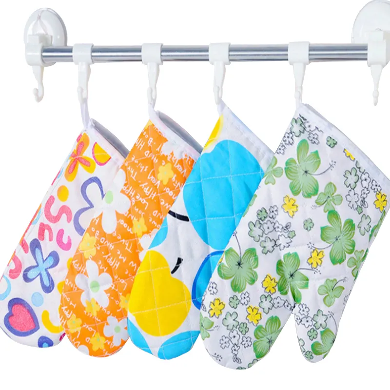 Heat Resistant Cotton Oven Mitts & Pot Holders Set - Kitchen Baking ...