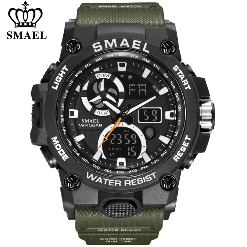 Smael Sport Zegarki dla mężczyzn Wodoodporna LED Digital Wojskowy Watch Męskie Zegarek Zegarek Mężczyzna 1545C Montre Homme Relogio Masculino X0524