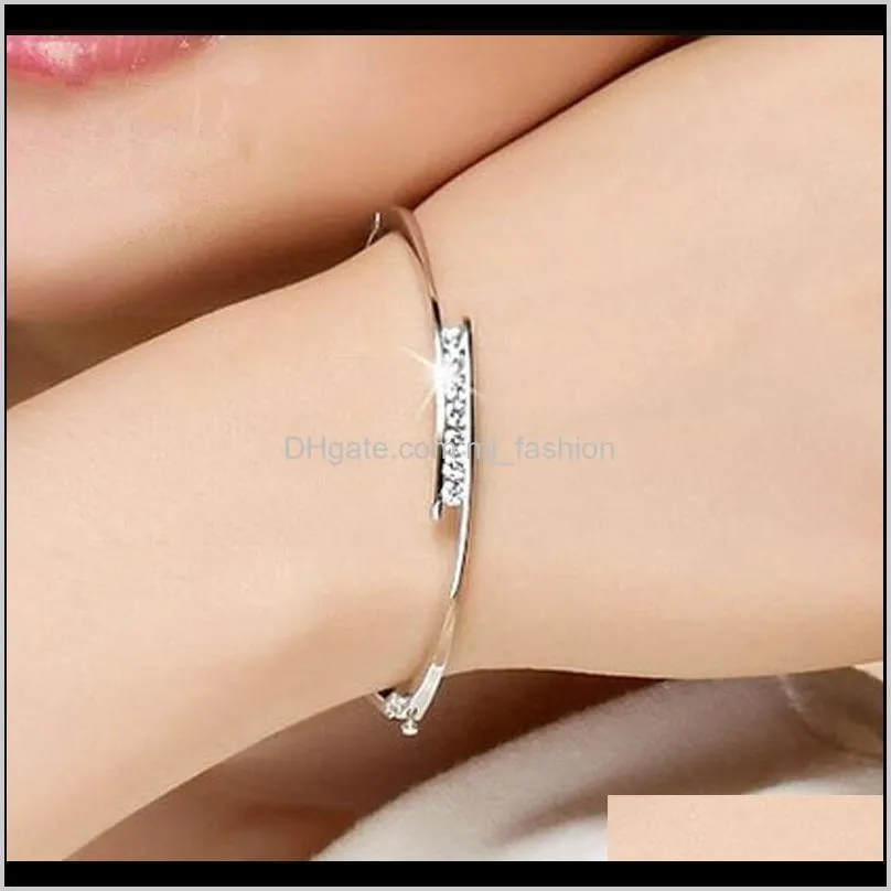 version of the silver bracelet diamond zircon female bracelet open buckle creative fashion bracelet silver jewelry wholesale 2380