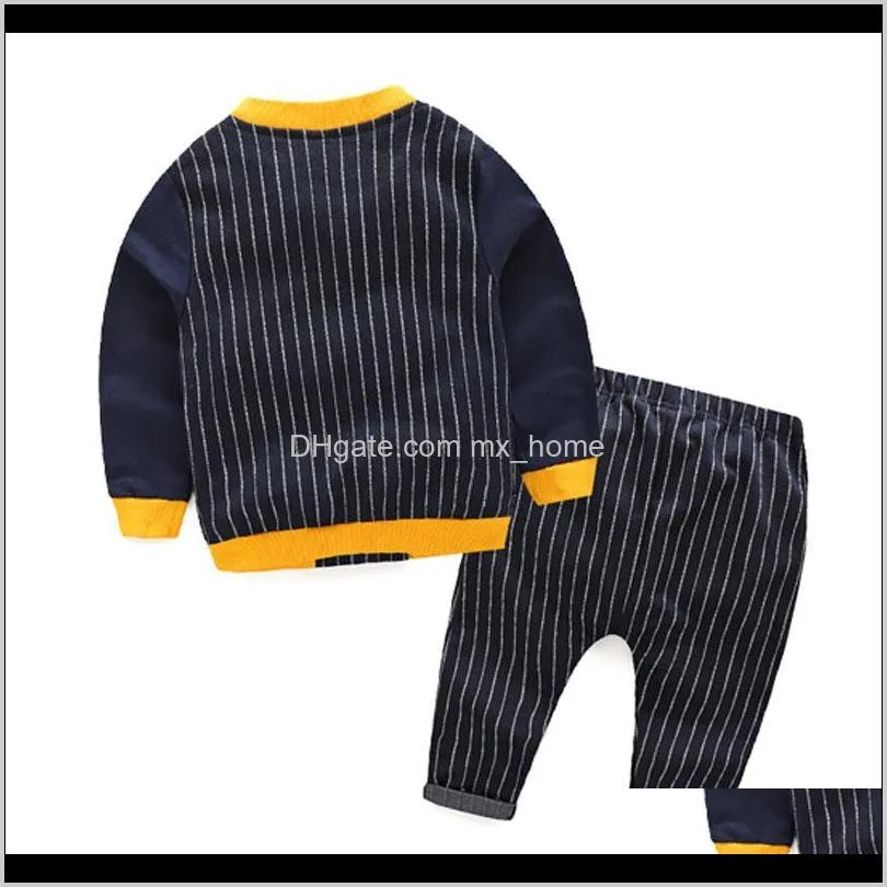 boys clothes suits new autumn long-sleeved zipper jacket coat + stripe pants 2 pieces sports kids clothes set