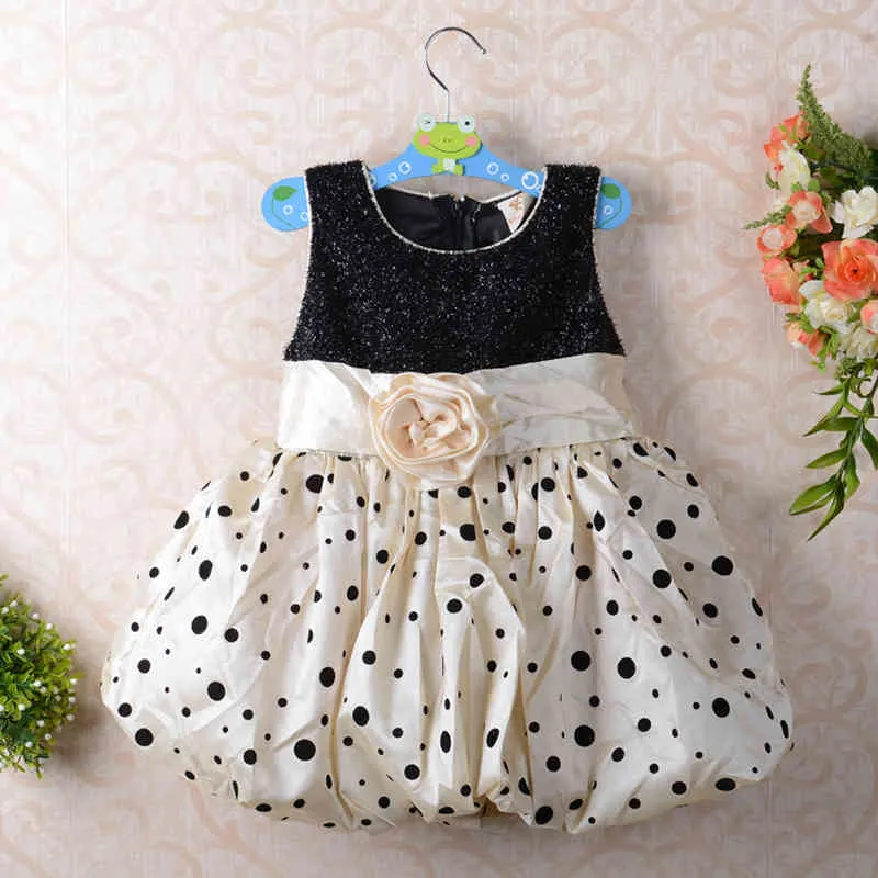 Toddler çocuk elbise yaz kolsuz dikiş bebek kız moda kızlar çiçek puantiyeli baskı prenses 210515