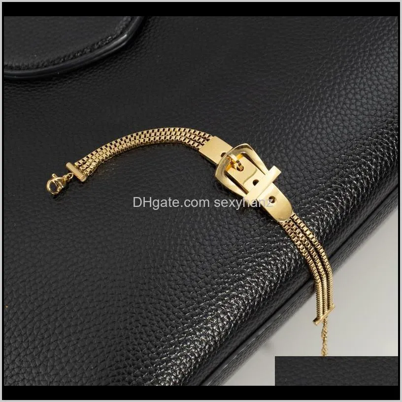 fashion titanium steel belt buckle design bracelet woman simple wild multi-layer gold chain hip hop jewelry gift