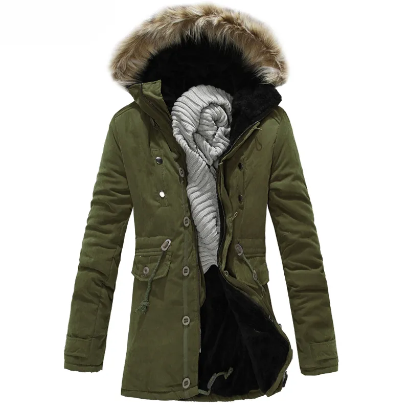 고품질 겨울 남성 중간 긴 스타일의 두려운 코트 두꺼운 양털 캐주얼 따뜻한 겉옷 패션 의류 남성 코트