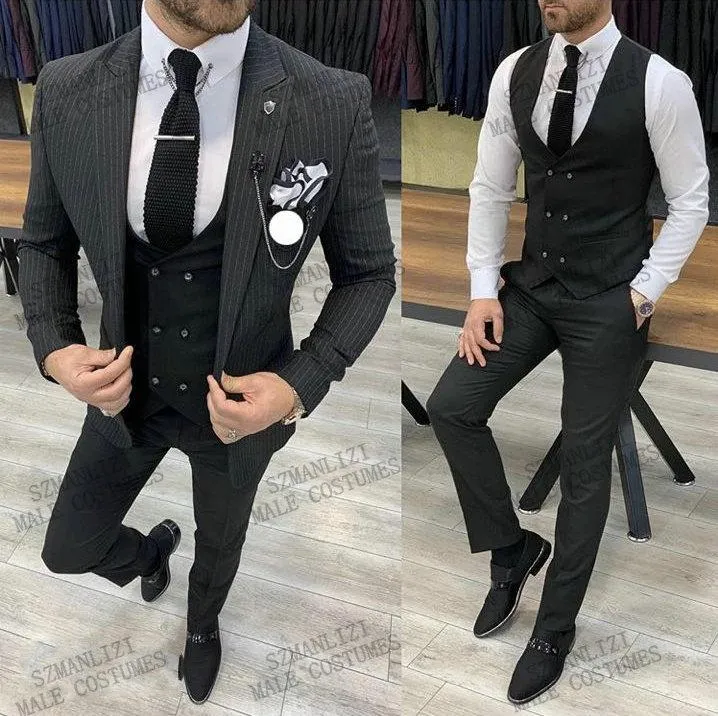 Blue Striped Business Blazer Men Wedding Suit Latest Coat Pant Designs Slim  Fit Tuxedo Groom Prom Suits Ternos Mens & Blazers From 134,52 €