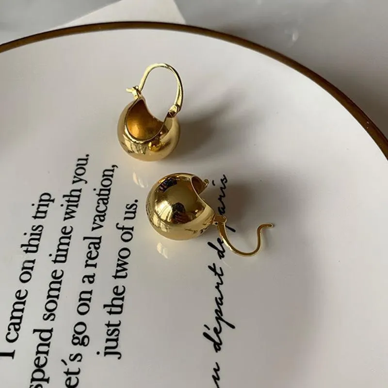Hoop & Huggie WTLTC Chunky Metal Small Round Basket Earrings For Women Trendy Big Ball Hoops Simple Statement Ear Jewelry