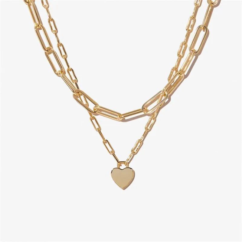 Цепи 2021 -Selling Сердце Подвеска Женщины Зажимает Ожерелье Секгированное Медное Покрытие Реальное Золото Простая летняя вечеринка