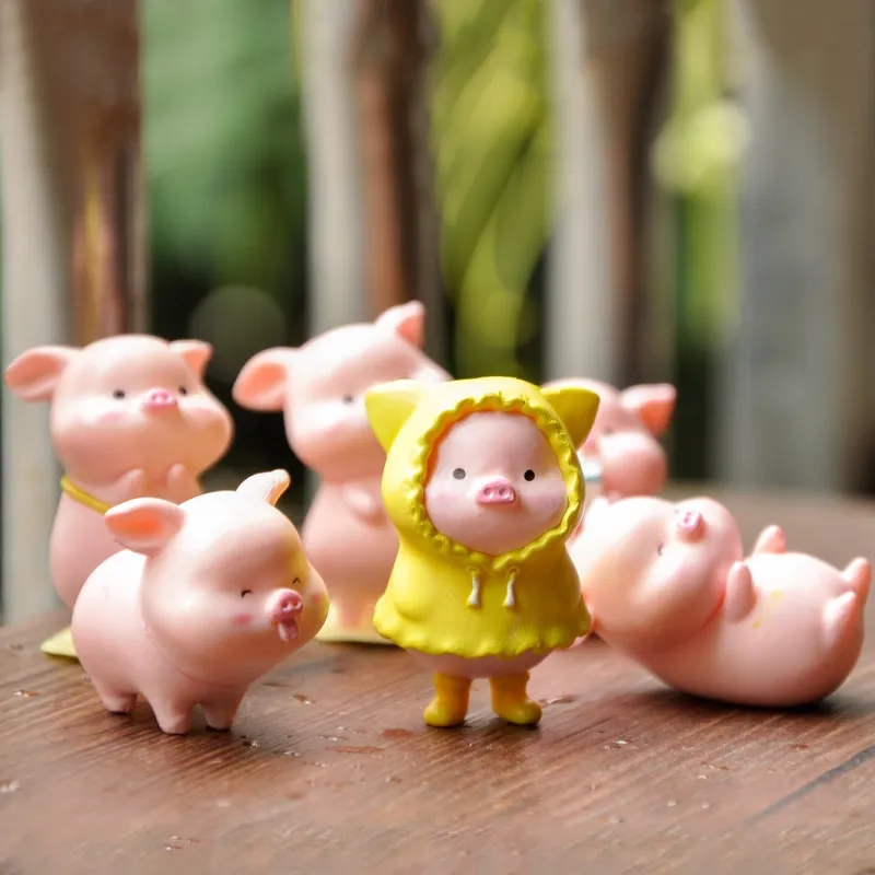 Mini kawaii mignon cochon belle simulation animal cochon PVC modèle figurine décoration miniature figurines d'action jouet pour enfants cadeau