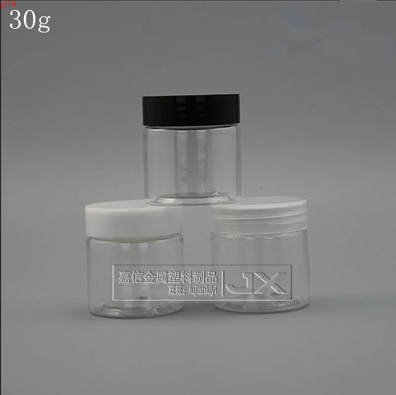50 pz 30 ml barattolo di plastica trasparente flaconi vuoti per imballaggio crema nuovo contenitore cosmetico banca buona qtà