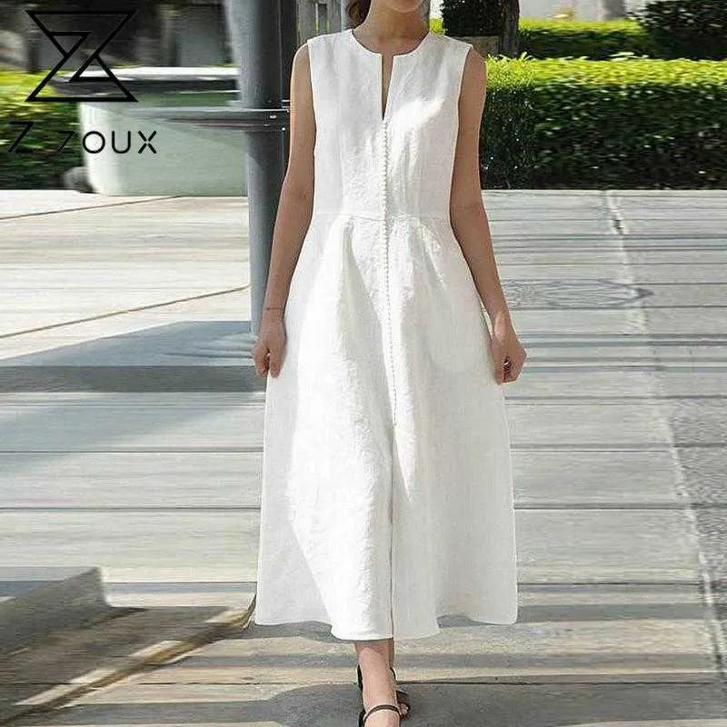 Women Dress Elegant White es Sleeveless Loose Long Black Vintage High Waisted Plus Size Maxi es 210524