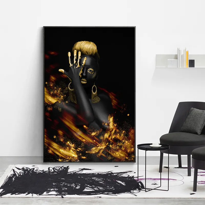 Afrikanische schwarze Frau Poster Sexy Mädchen Bild Leinwand Malerei Wand Kunst für Wohnzimmer Dekoration Poster und Drucke