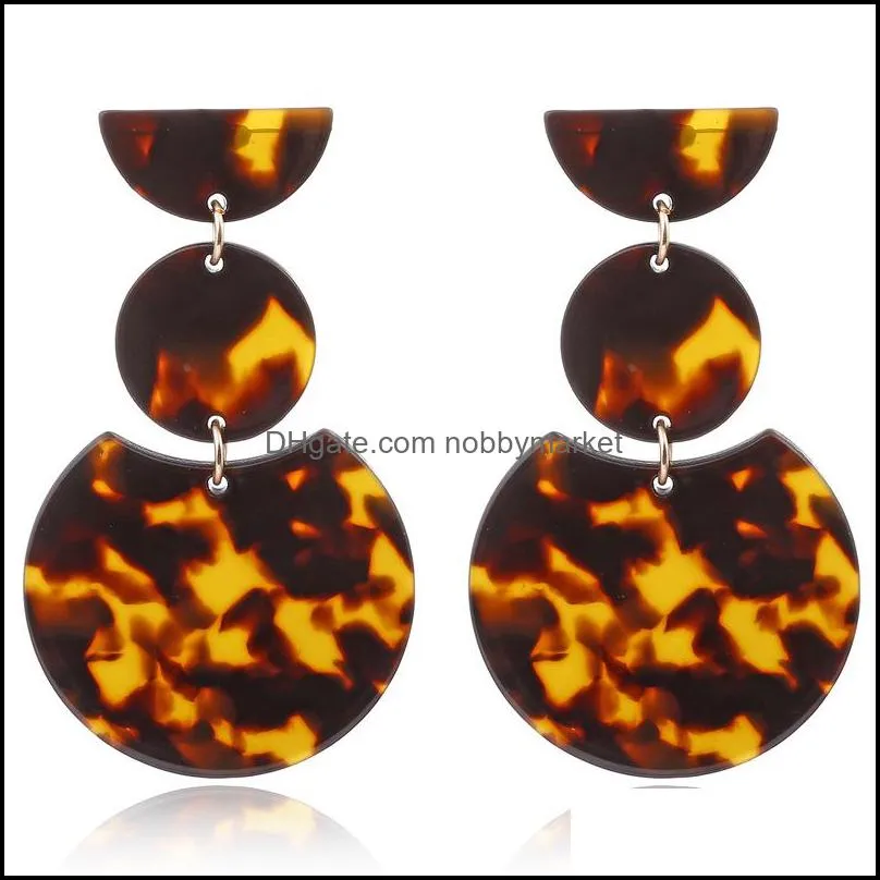 New Leopard Print Acrylic Acetic Acid Sheet Dangle Earrings For women Geometric Circle Square Long Drop statement Earrings Boho