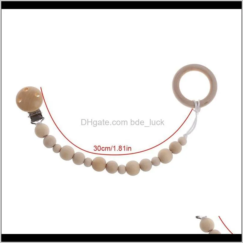 2018 New Cute Baby Natural Wooden Beaded Pacifier Holder Clip Nursing Teether Dummy Chain Gift Baby Care