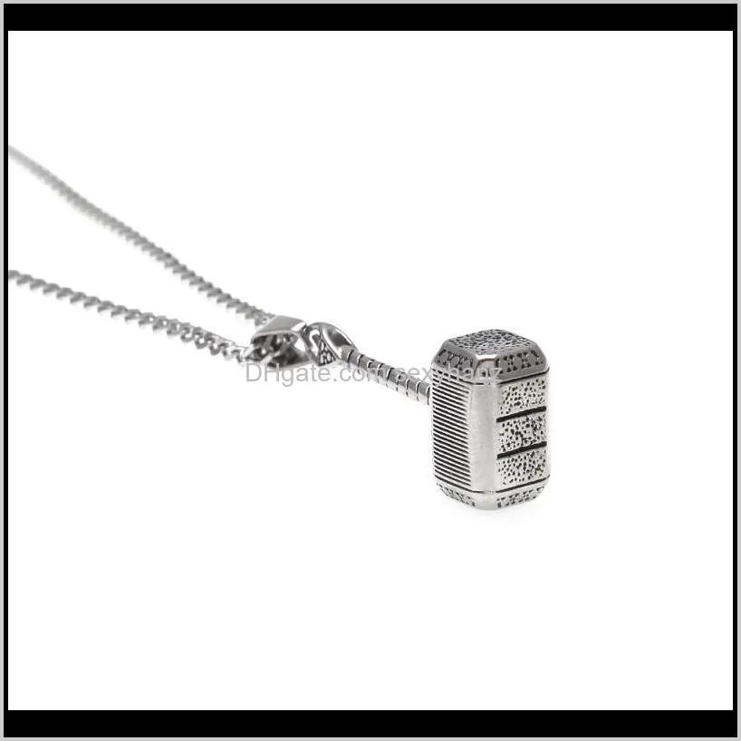 men stainless steel hip hop necklace hammer pendants jewelry design punk filling pieces mens fashion 60cm long chain for gifts