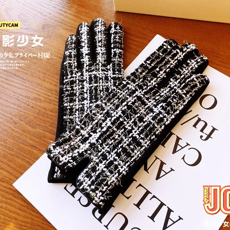 Rękawiczki z pięcioma palcami 2021 marka projektant kobiet podwójnie wyściełane kaszmirowe rękawiczki ekran dotykowy Plus aksamitna gruba wełna kobieta Guante Mujer