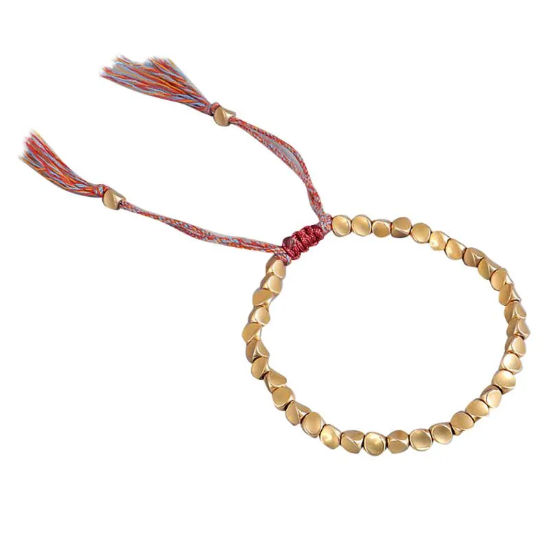 Bracciale rigido con filo di perline, unisex, fatto a mano, in rame, cerata tibetana, braccialetti