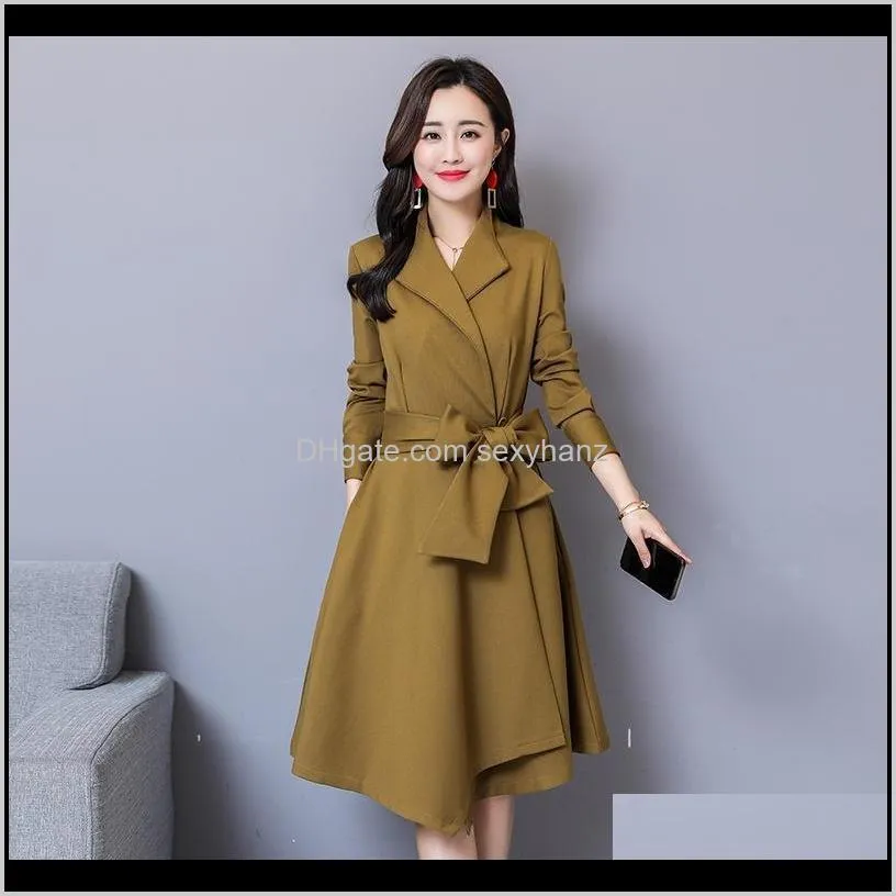 autumn trench coat women outwear belt female black long coats for ladies new korean fashion women overcoat femme dd2329