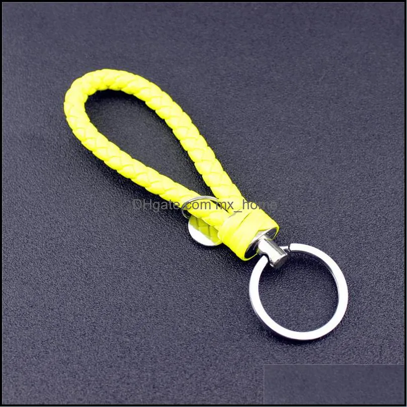 PU Leather Braided Keychain Manual Woven Rope Keyring Bag Pendant Key Chain Holder Car Keyrings Men Women Key Ring Party Favor VT1016
