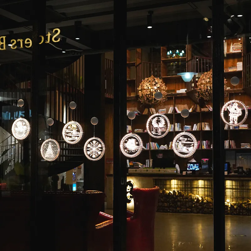 2021 décorations LED de Noël lumières Chambre de Noël Petite décoration Lanternes de la fenêtre de la fenêtre Décoration de jardin Lumières de modélisation