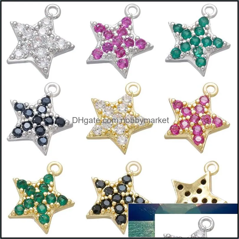 Uroki Ustalenia Biżuteria Komponenty Zhukou Gold / Sier Color CZ Crystal Star Kolczyki Mały Wisiorek do Tworzenia Aessories Materiały Hurtownie V