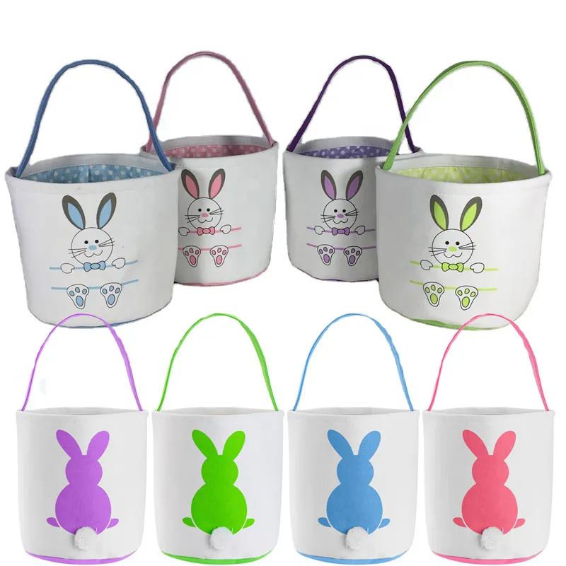 Easters Egg Basket Festive Easter Bunny Bucket Funny Rabbit Ear Tote Bags Candy Gift Handbag