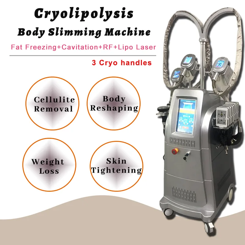 3 Cryo Heads Cryolipolysy Vacuum Therapy Slimming Machine 40K Cavitation RF Skin Åtdragning