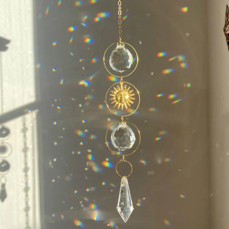 Nyckelringar bur sun catcher kristall regnbåge maker fönster hem boho rum vägg bil dekoration gardin ljuskrona prismor witchy suncatcher