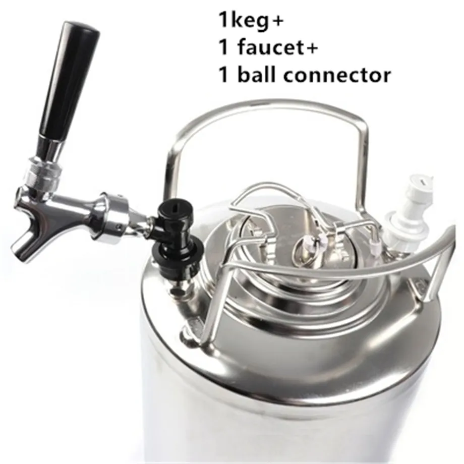 Beer Keg Ball Lock Dispenser com Ferramenta de Bar Ferramenta Garrafa 6/9/10/12/15/18.5 / 24.5L 1.6 / 2.4 / 2.6 / 3.2 / 4/5 / 6.5Gal Carbonation Growler Home Brewing Barrel 18/8 de aço inoxidável