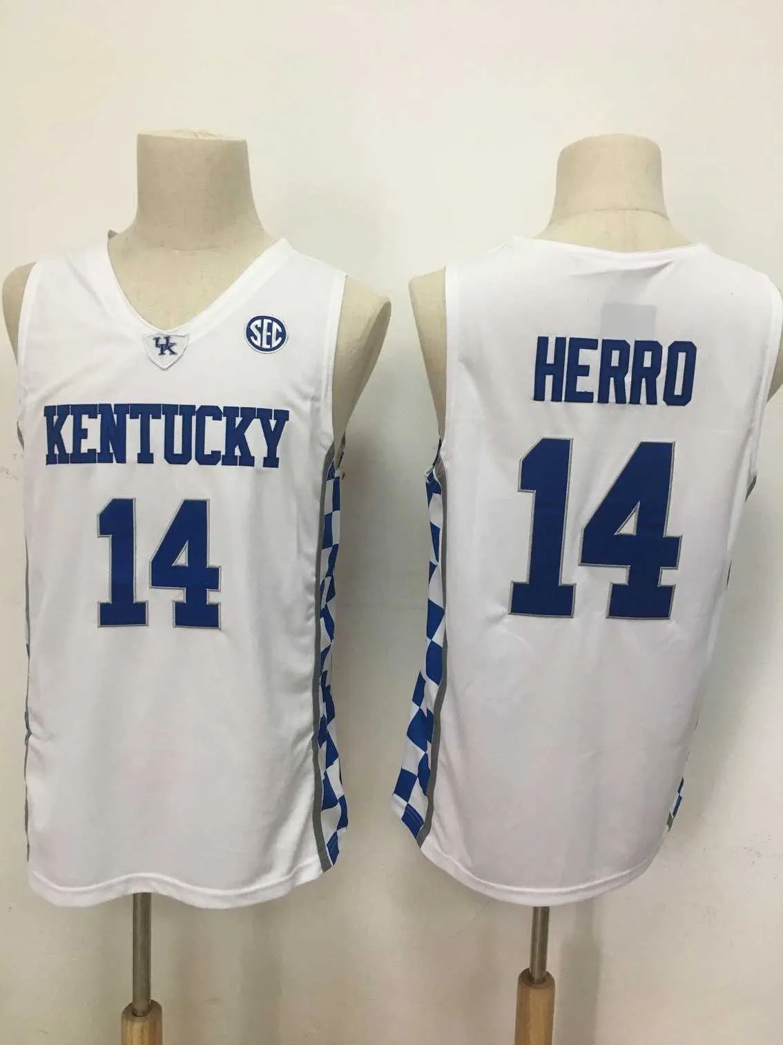 14 타일러 Herro Kentucky Wildcats 후퇴 레트로 대학 농구 저지 스티치 최고 품질 자수