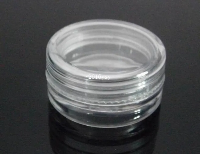 1000 adet / grup Clear 3g / 3 ml Gevşek Toz Kremi için Plastik Krem Kavanoz Kozmetik Konteyner
