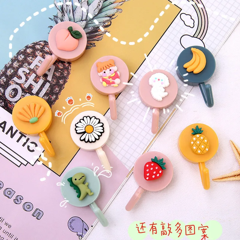 LovelyHooks Round Adhesive Door Hanger Cute Cartoon Design, No Damage