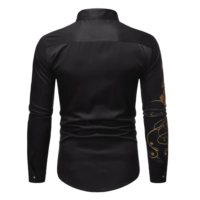 black and gold mens dress shirt Men's Floral 2-Tone Black & Gold Embroidered Western Shirt