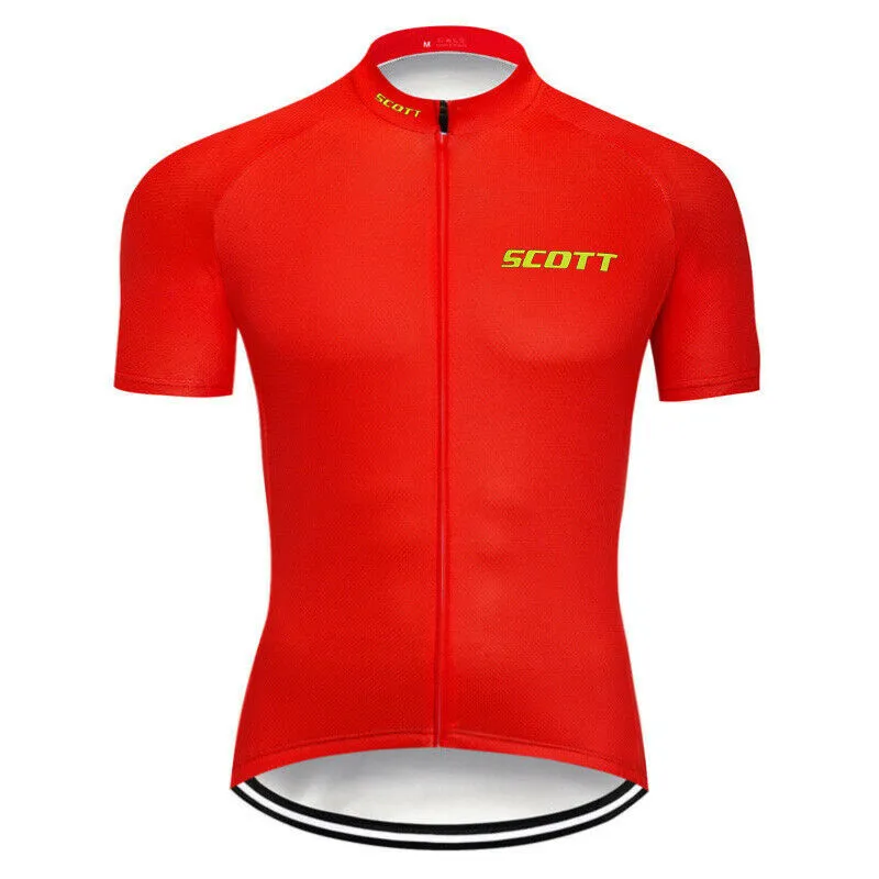 2021 Summer Scott Team Rowerze Krótkie Rękawy Jersey Mężczyźni 100% Poliester Szybka sucha koszulka rowerowa Outdoor Rower Sportswear Roupa Ciclismo Y21060102 \ t