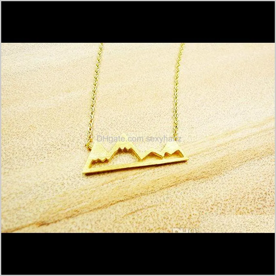 10pcs- n015 cute snowy mountain top range necklaces simple modern minimalist necklace nature paris landscape necklace for women