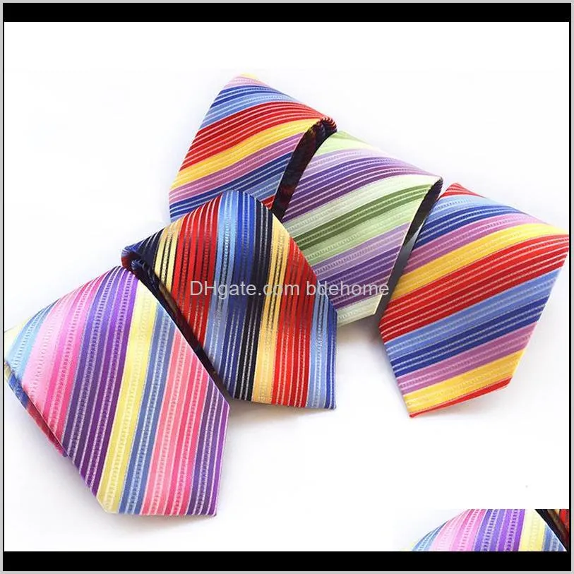 Neck Aessories Drop Delivery 2021 Stripe Męskie Slim Krawat Moda Poliester Krawat Krawaty 8 CM Szerokość Gravata Rainbow Krawaty dla mężczyzn Corbatas 6ruqh