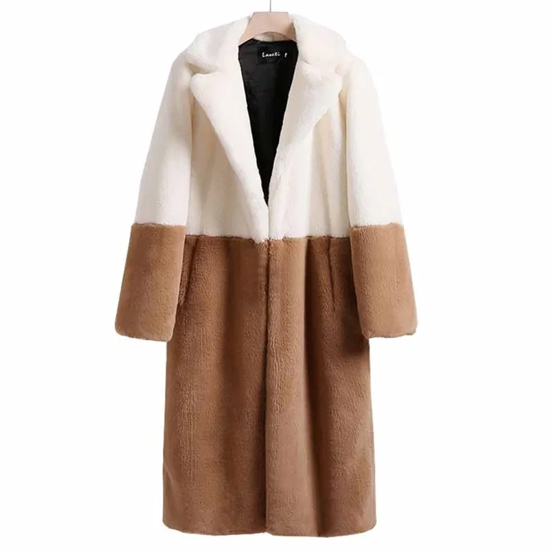 Moda inverno mulheres jaqueta de pele 5xl plus size solto longo sobretudo de pele de alta imitação de lã de cordeiro espessa casacos quentes g056 210917