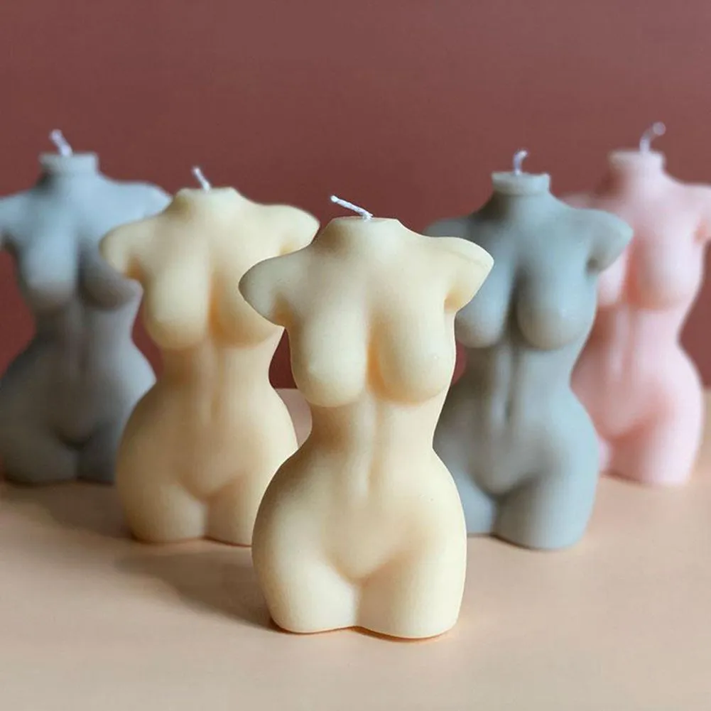 Creative Art Body Candle Mold Cute Female Figure Arts Candles 7.5*10.5cm Aromatherapy Body-shaped Candle;DIY Home Decor