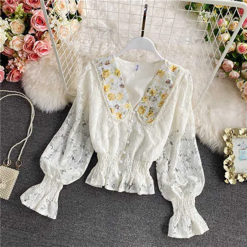 トップス Eaphi EMBROIDERY LACE BLOUSE HALF SLEEVE EMBROIDERY LACE BLOUSE【STORE限定】