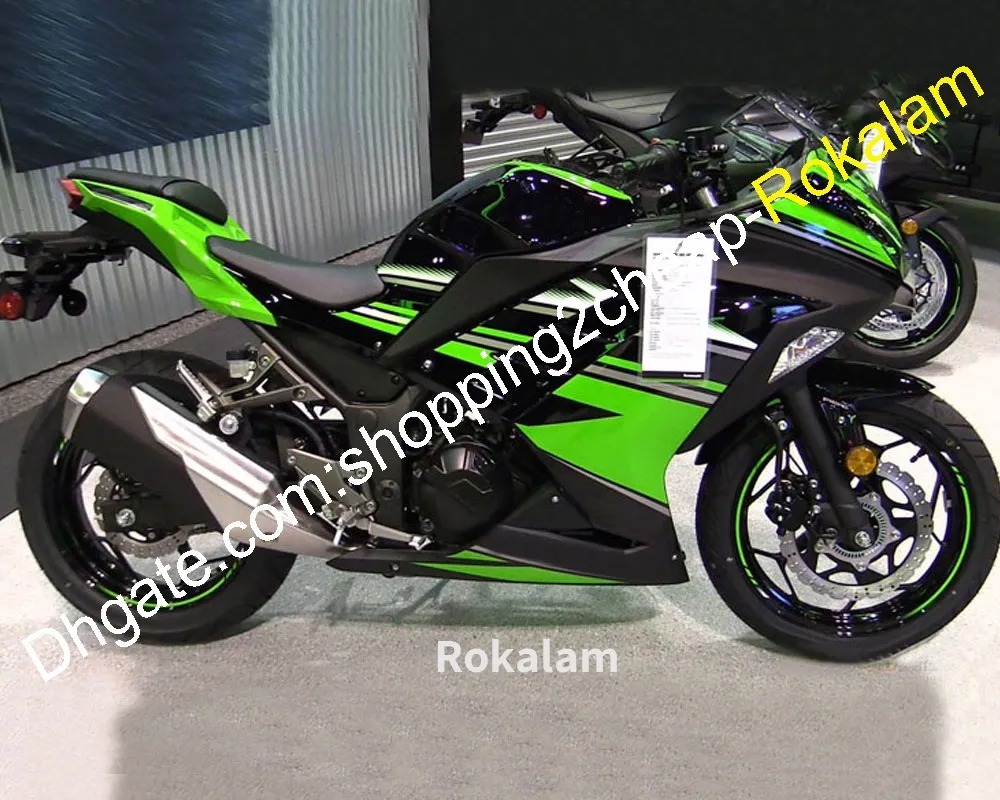 Kit de carroçaria preta verde popular para Kawasaki Ninja EX 300R 2013 2014 2015 2016 EX300 Ex 300 ZX300 Fairing (moldagem por injeção)