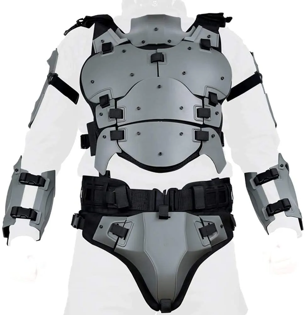 Tactical Airsoft Armor Set Back With Adjustable Molle Chest Protector, Elbow Shoulder Guard