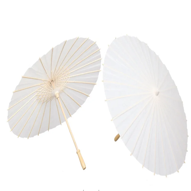 20cm 30cm 40cm 60cm 84cm Diameter DIY Bamboo Paint Umbrella Blank White Paper Parasol Child Childeren Drawing umbrellas