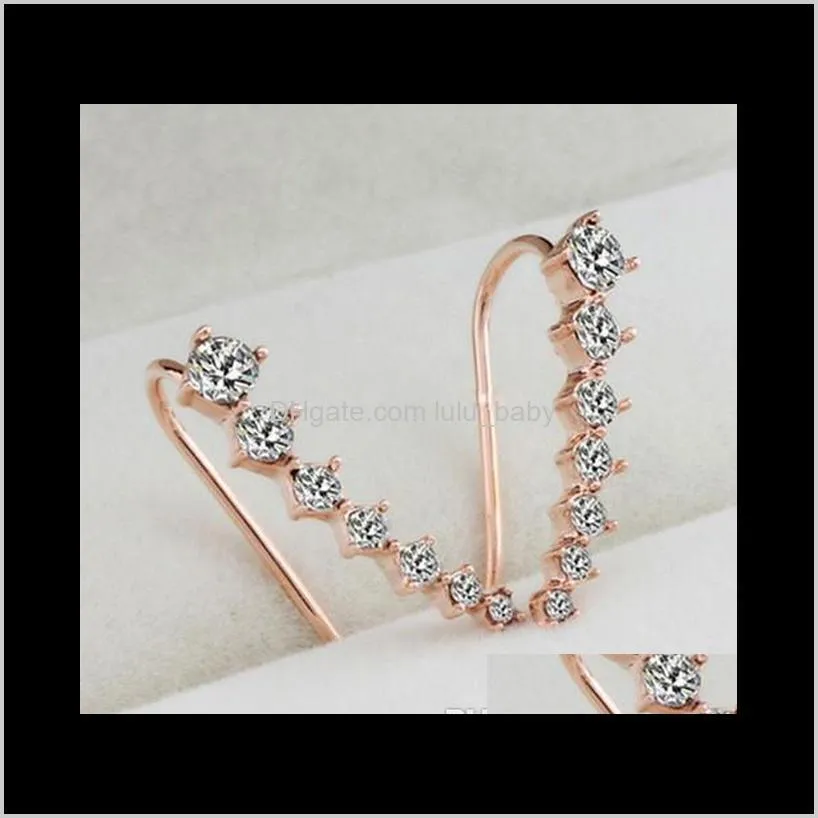 Ear Climber Crawler Earrings Sterling Silver/Gold Crystal Sparkle Rhinestone Ear Stud Pins